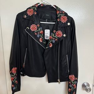 Embroidered pleather jacket